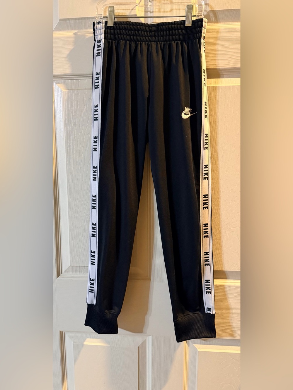 Nike Black Joggers with White Logo Tape